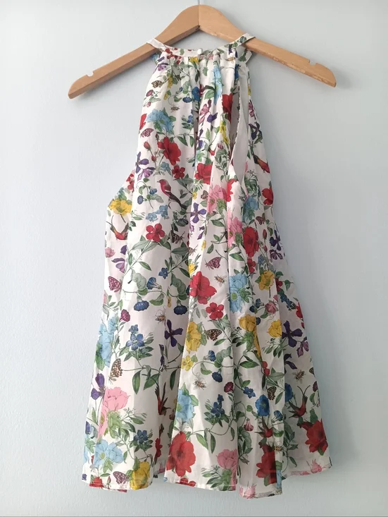 Alice + Olivia Erna Floral Halter Blouse S Silk Cotton Sleeveless Top - Picture 4 of 10